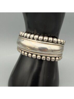Handcrafted Silver Tone Beaded Cuff Bracelet